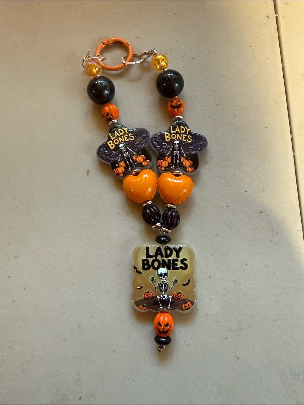 Orange & Black Halloween Pendant Keychain